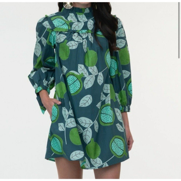 Olivia James the Label Green Floral Mini Dress Size XS - Picture 3 of 7